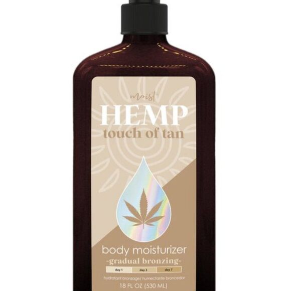 Moist Hemp Bronzing Moisturizer Self Tanner 18oz and Leopard Print Tanning Mitt - Picture 4 of 11